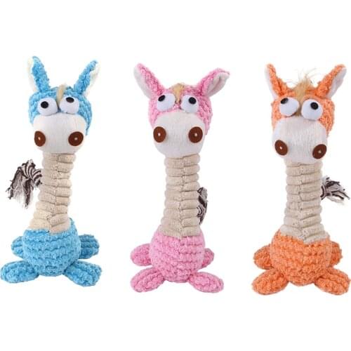 Plush Animal Giraffe Shape Dog Toys Soft Funny Squeak Sound Toy for dogs Molar Dog Chew Toy Dog Training Pet Products