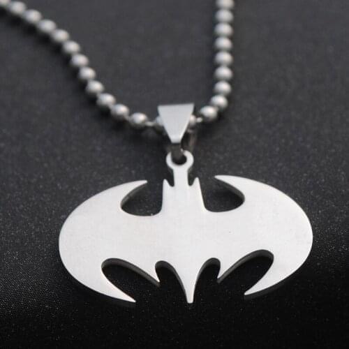 30pcs Stainless Steel Bat Movie Anime pendant Necklace for Boy husband Super Hero Bat Spider sign Necklace Pendant Jewelry gift