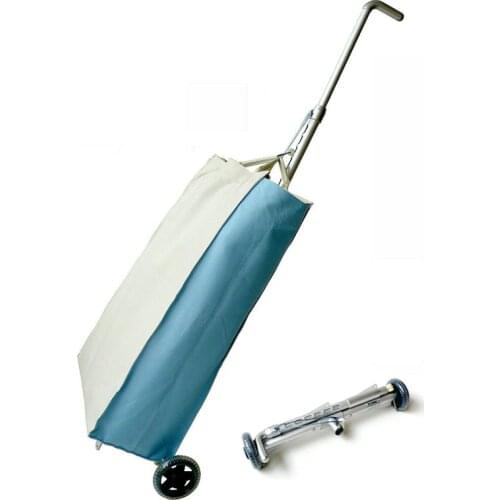 Aluminum Alloy Portable Shopping Cart, Foldable Lightweight Grocery Trolley, Small Utility Cars