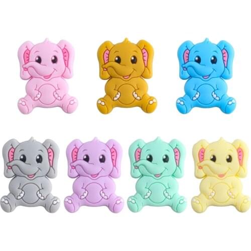 5 Pcs/Pack Baby Cartoon Elephant Shape Teether Silicone Beads Molar Toys Infant Teething Soother Shower Gifts D0AF