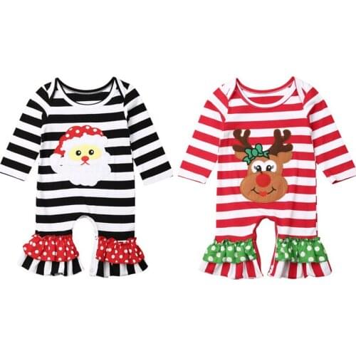 Toddler Baby Boys Girls Christmas Romper Long Sleeve Striped Jumpsuit Newborn Infant Autumn Clothes Outfit 0-18M ropa de bebe