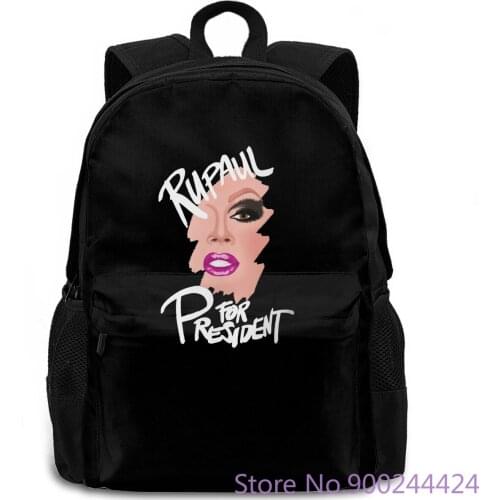 RuPaul for President- White Text Black women men backpack laptop travel school adult student