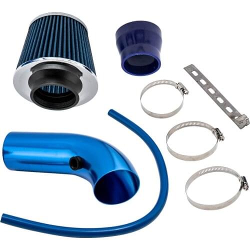 3" Universal Auto Cold Air Intake Filter Alumimum Induction Pipe Hose System Kit Blue Red for most car auto truck