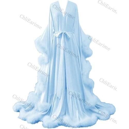 Ladies Feather Bridal Nightgown Wedding Scarf Long Lingerie Nightgown Nightgown Bathrobe Nightgown Belt