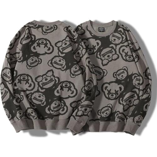 Lovers Bear Women Fashion Autumn Winter Clothes oversized Hoodies men Harajuku Crewneck Pullover Vintage Sweatshirt girl pink