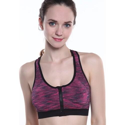 High Quality Women Zipper Sports Bras Plus Size 2XL Wirefree Padded Push Up Tops Lady Girls Breathable Fitness Run Gym Yoga Ves