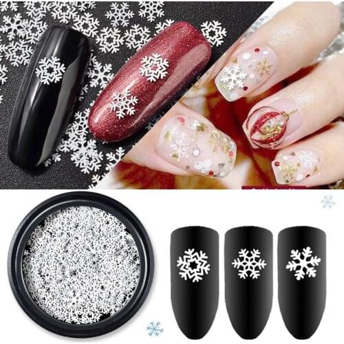 Winter Christmas Snowflake Nail Sequins Gold Metal Glitter Nail Tips Manicure Snow Flower Decoration Accessories