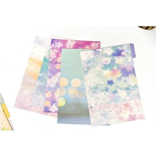 1Set Cherry Blossom A5 A6 Loose Leaf Notebook Divider Binders Index Separator Page Dividers School Office Supplies C26
