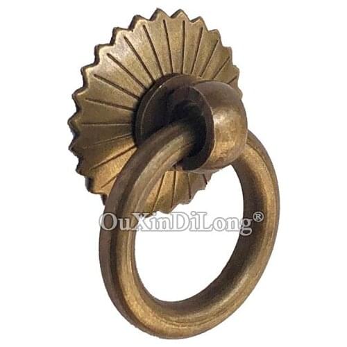 Retro Vintage 10PCS Antique Brass Furniture Handles Wooden Boxes Medicine Case Drawer Cabinet Pulls Rings Handles