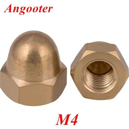 100pcs DIN1587 M4 Brass Cap Hex Nuts Decorative Dome Hexagon Head Ball Cover Semicircle Acorn Nut