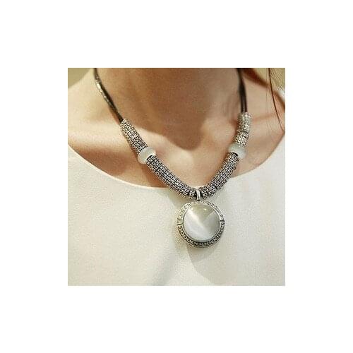 2017 new style sweater chain pendent jewelry choker necklace round crystal long big necklace clavicle fashion vintage