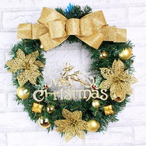 2018 christmas decoration artifical golden flowers decoration scene layout christmas wreath door wreath