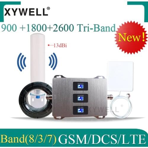 2019 New!! Russia cellular amplifier 4g 900 1800 2600 DCS LTE 2G 3G 4G Tri-Band GSM signal Repeater GSM Mobile Signal Booster