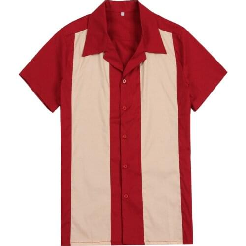 2019 New Hit color short sleeve casual shirts red uk rock n roll designer button up party club wear for men