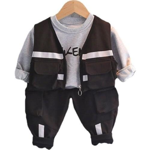 Spring Autumn Children Sports Clothes Baby Boys Girls Vest T Shirt Pants 3Pcs/sets Kids Infant Clothing Toddler Cotton Tracksuit