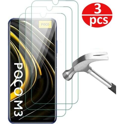 3Pcs Tempered Glass Screen Protectors For Xiaomi Poco M3 Explosion proof 9H hardness Front Protective Glass Film