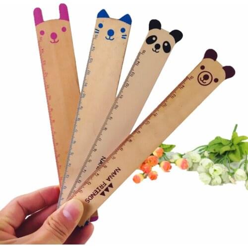 40PCS/lot Cute Animal Creative Wooden Ruler Bookmark Straight Ruler Students DIY Tools For School Stationery Free Shipping