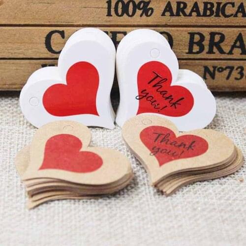 50pcs 100pcs 4x2.6cm Hang Tag Card Earring Necklace Thank You Love Heart Display Cardboard Packaging Paper Card for Jewelry