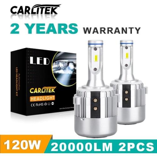 Carlitek 6500k White Car Led Light 360 Degree Viewing H7 Lamp 120W 20000lm CPS LED Car Headlights Fast On/off For VW Golf SA