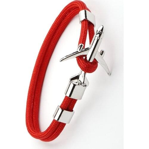 Metal-Anchor Bracelets Men Women Charm Rope Chain Couple Bracelet Airplane Leather Hooks Homme Jewelry