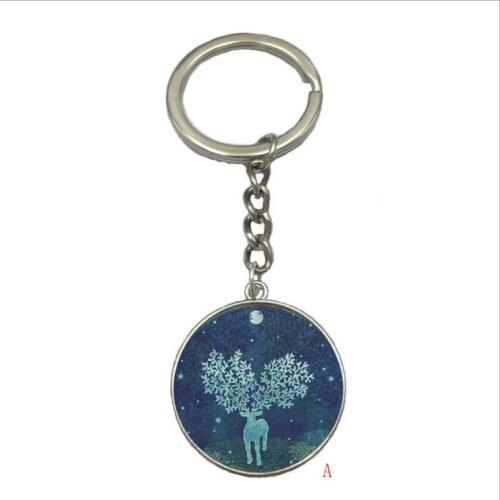 Elk keychain time gem glass pendant keyring