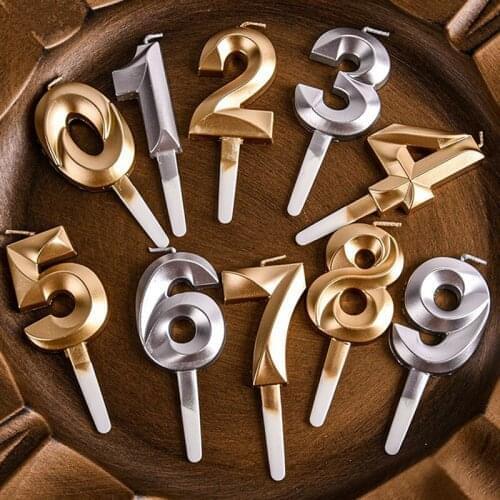 Number Cake Candles Acrylic 0-9 Digital Birthday Party Cake Insert Wedding Cakes Dessert