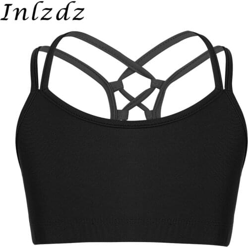 Kids Girls Gymnastics Ballet Top Criss Cross Back Tanks Bra Tops Crop Top for Ballet Leotard Dance Stage Performance Workout