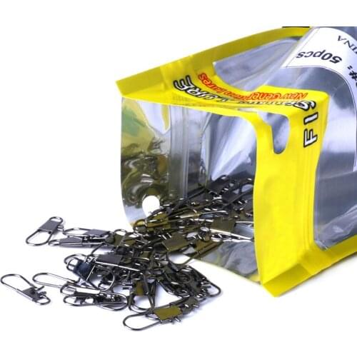 50pcs/pakeage, 4 Size Option Black nickel plated steel Swivel Snap Fishing accessories Free Shipping