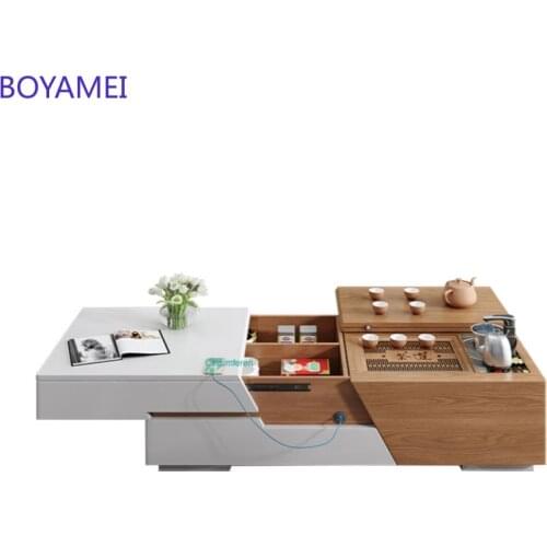 Electric lifting kungfu tea table multifunctional telescopic tea table boiling water living room TV cabinet combination Nordic