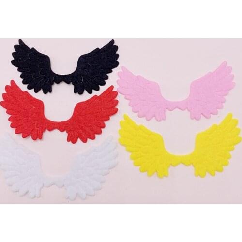 60pcs/lot 4*7cm felt Angel wings padded Appliques for Craft Clothes Sewing Supplies DIY Hair Clip Accessories