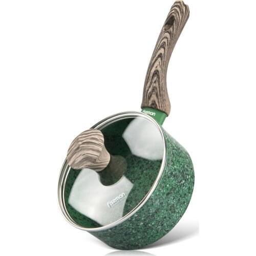 Milk Pot with Glass Lid Grenn Non Stick 1.4L Plastic Handle Sauce Pan Coating Aluminum Pots for Cooking Cookware Kitchen Pots