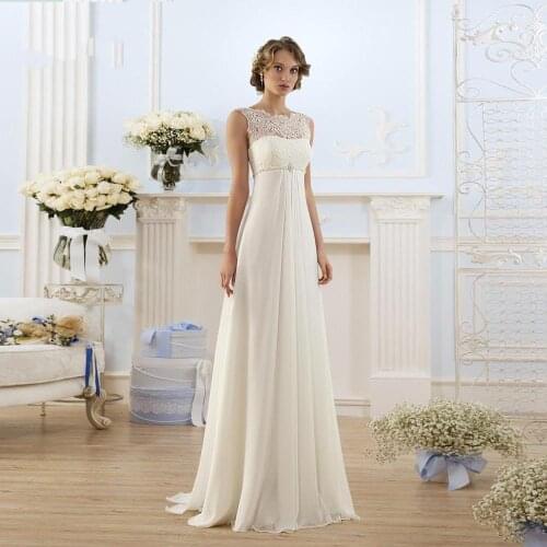 Lace Wedding Dress Pregnant White/Ivory Simple Chiffon Bridal Dress Empire Lace-up New Arrival Formal African wedding Dress