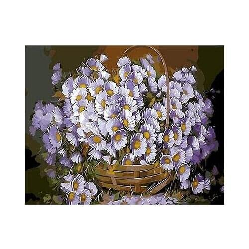 MaHuaf-W1513 chamomile in the basket painting by numbers diy digital canvas oil painting home decor