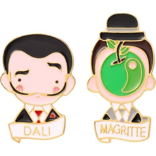 Cute New Dali Magritte brooch and Enamel Pins Human face lapel pin Portrait Lovely Brooches Badges for women Men