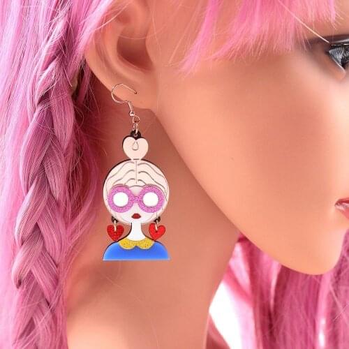 Fashion Girl Shiny Luminous Dangle Earrings For Women Acrylic Vintage Funny Charm Colorful Heart-Shaped Drop Earrings Jewelry