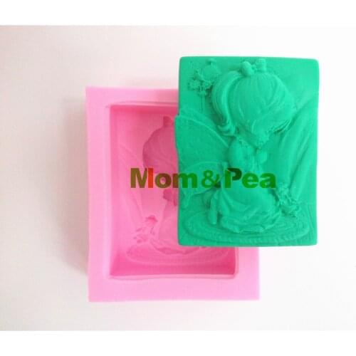 Mom&Pea 0346 Free Shipping Girl Silicone Soap Mold Cake Decoration Fondant Cake 3D Mold Food Grade Silicone Mould