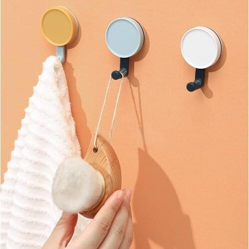 6pcs Wall Hanging Free Perforated Clothes Hook Sticking Suction Cup Load-bearing Seamless Nail Rack Strong Viscose Glue Hook