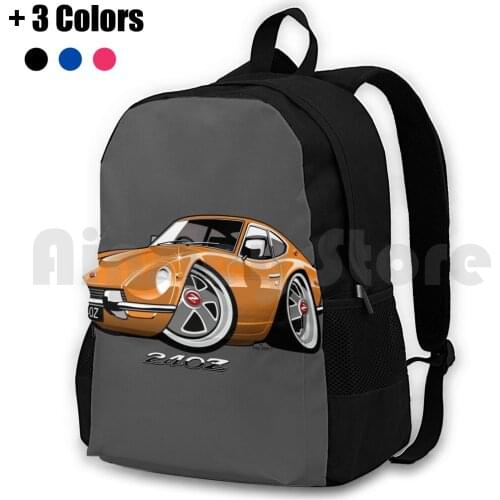 Datsun 240Z Caricature Orange Outdoor Hiking Backpack Waterproof Camping Travel Datsun Nissan Fairlady 240Z 240 Z 260Z 260 Z