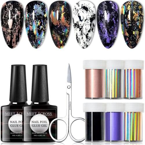 Transfer Sticker Gel Set Nail Adhesive Glue Transfer Foil Sticker Nail Foil Starry Sky Marble Nail Art Transfer Sticker Decals
