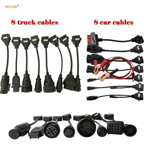 For Wow Snooper Full Set 8 Truck Cables 8 Car Cables OBD2 Diagnostic Tool OBDII OBD 2 Connect Cable interface Scanner car tools