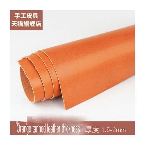 Diy handmade top layer orange leather Dyesable colorful tanned leather material 1-2mm thickness