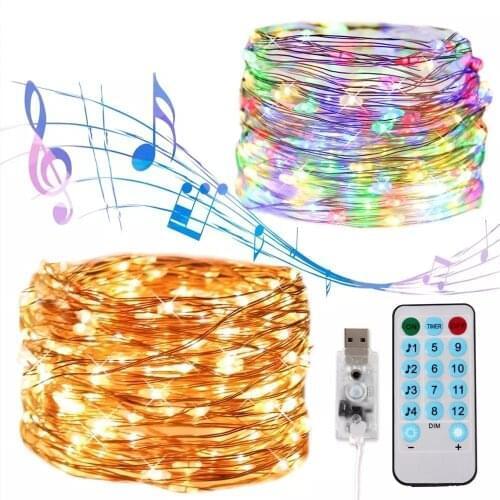 USB Sound Activated LED Music String Light Christmas Decorations for Home Party LED String Lights Christmas Tree Lights Navidad