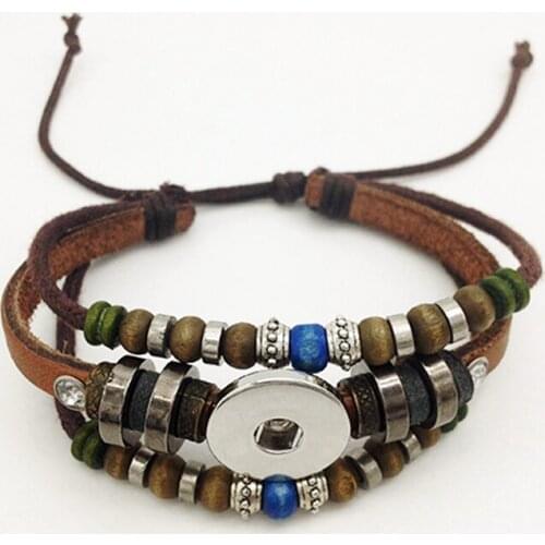 High Quality Genuine Leather Snap Button Bracelet ( Fit 18mm 20mm Snap button ) Tp1711