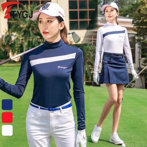 Women Long Sleeve Golf Training T-shirt Tops Women Breathable Sports Shirts Ladies Quick-Dry Slim Golf Tennis Bottoming Shirt