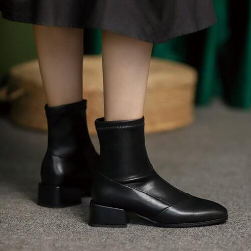 Plus Size 34-42 Nature Microfiber Leather Ankle Boots Beige Black Brown Autumn Winter Boots Women Fashion Ladies Short Boots