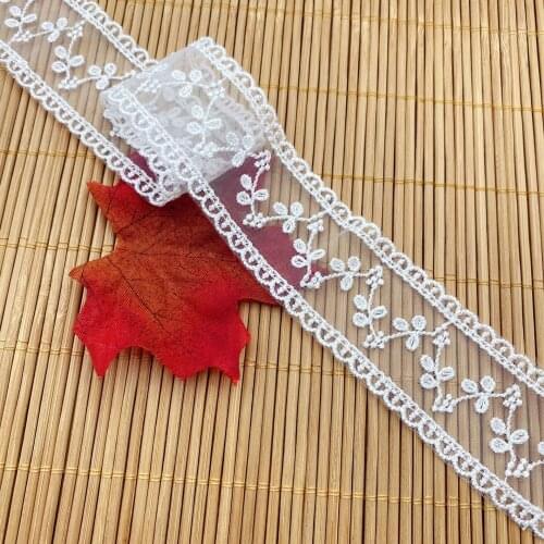 1Yards High Quality Lace Fabric Embroidery Flowers Leaf Lace 3.5cm Lace Sewing Collar Clothing Guipure Wedding Cotton Ribbon PL3
