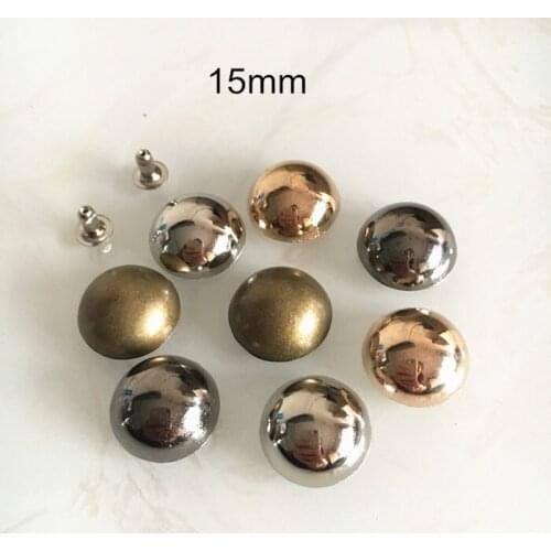 15mm Dome Rivet Studs For Leather Crafts,Zinc Alloy Muchroom Rivet Spike Studs,Gold,Silver,Bronze,Black Gunmetal - 100 Sets