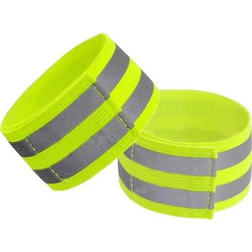 2pcs Reflective Strips Armbands Ankle Straps Adjustable Cycling Running Wristbands Safety Warning Belts Wrist Bracelets