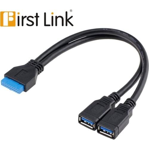 USB3.0 20-pin Motherboard header to 2 ports Type A Female Adapter Converter Y cable