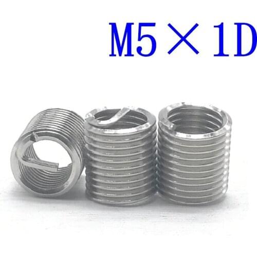 50Pcs M5*1D Stainless Steel Coiled Wire Helical Screw Thread Inserts M5 Screw Bushing self tapping thread repair tool